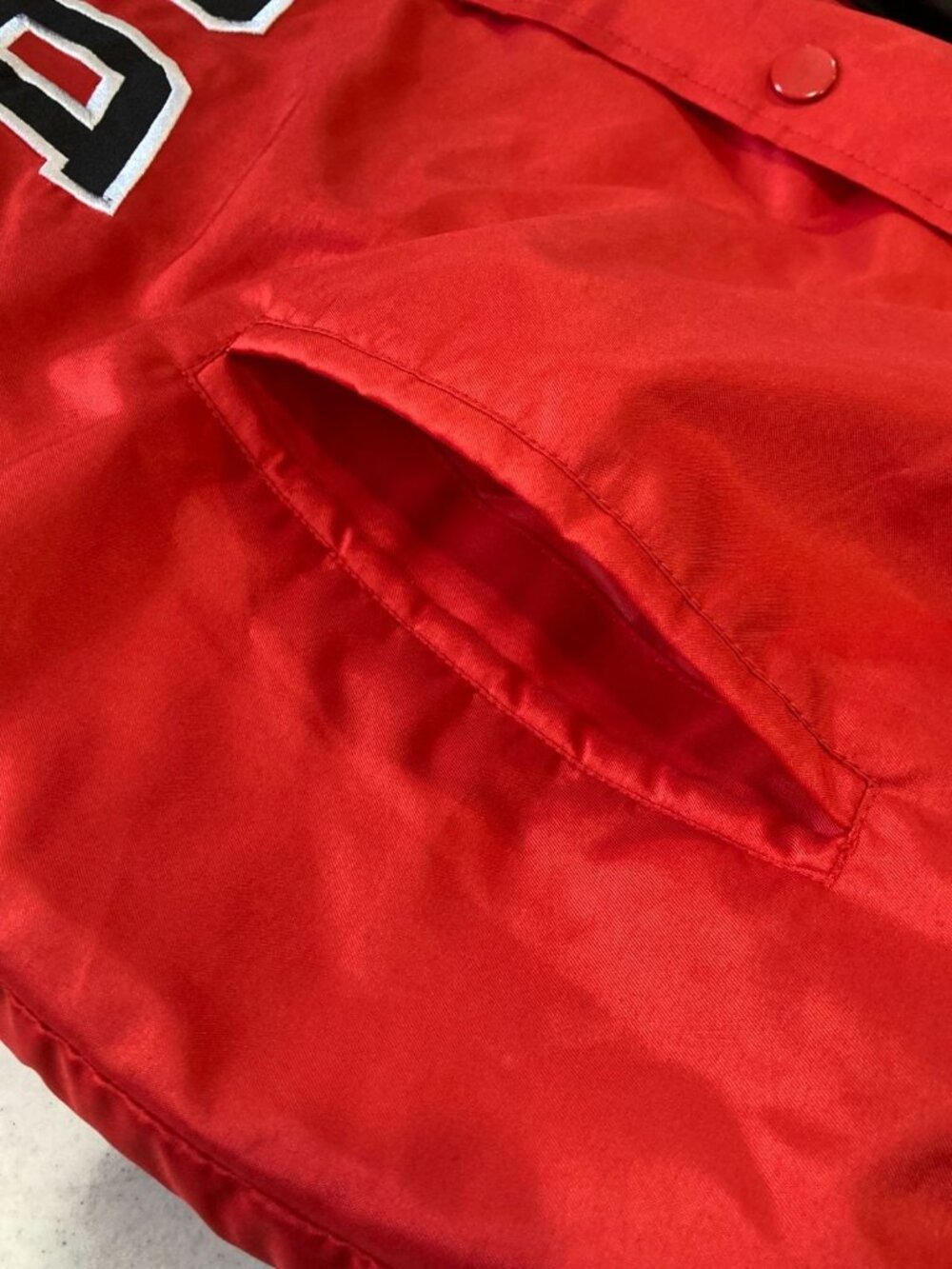 Ultra Game Mens Chicago Bulls Bomber Jacket Size L Red Layers Sporty Streetwear - Picture 9 of 13